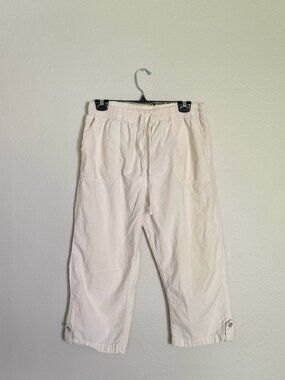 Vintage 90s Regton USA Cream Cotton Capri Pants Size M Utility Cargo Sailcloth